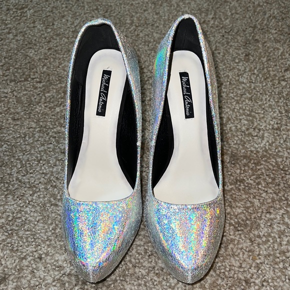Michael Antonio Shoes - Never worn Hologram/ Iridescent 5” platforms